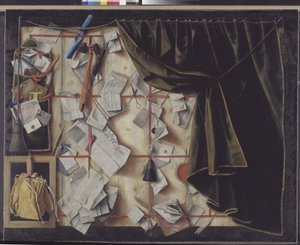 フリードリヒ 3 世の布告を伴うレター ラックのだまし絵 作： Cornelius Norbertus Gijsbrechts