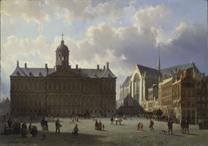 王宮のあるダム広場、アムステルダム、1855 作： Cornelis Springer