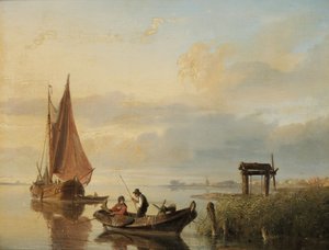 日没時の漁船 作： Cornelis Springer