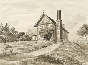 Betley-農家：ペンとセピアのデッサン、1820年10月（デッサン） 作： Cornelius Varley