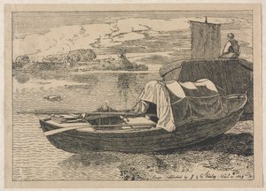 川のボート、距離の風車、1809。