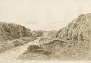 チリントンホール：セピア画、1820年 作： Cornelius Varley