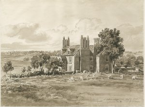 オーケン-ファームハウス：セピア色のウォッシュドローイング、1820年8月5日（ドローイング） 作： Cornelius Varley