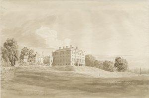 Patshull House：セピア色のウォッシュドローイング、1820年8月 作： Cornelius Varley