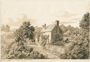 ウッドフォード-コテージ：セピア色の描画、1820年7月27日 作： Cornelius Varley