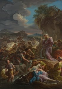 モーセは岩から水を投げます。 1743-44 作： Corrado Giaquinto