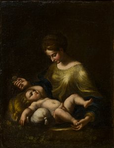 マドンナと子供、c.1509-34（キャンバスに油彩）