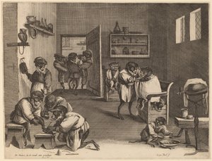 サルの理髪店 作： Coryn Boel after David Teniers the Younger