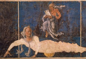 乙女座とディーン、1470 年頃の 8 月のシーン、コジモ トゥーラ作