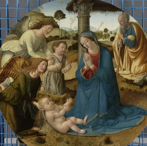 幼子キリストの礼拝 子供の崇拝 作： Cosimo Rosselli