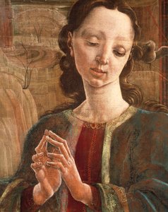受胎告知、フェラーラ大聖堂のオルガン・シャッター・ウッド 作： Cosimo Tura