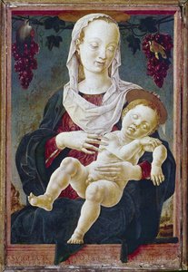 ゾディアックの聖母として知られるマドンナとチャイルド。 c.1459-63 (船上のテンペラ) 作： Cosimo Tura