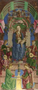 聖母子即位、1470 年代。 作： Cosimo Tura