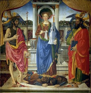 聖バルバラと洗礼者ヨハネとマシュー、1470年頃。 作： Cosimo di Lorenzo Rosselli