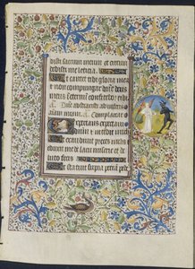 『時間の書』の葉っぱ：悪魔の直腸を追いかける天使、c。 1460。
