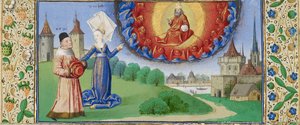 神の役割についてBoethiusに指示する哲学、1465年頃 作： Coëtivy Master