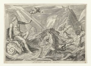 海王星とトリトンの出会い Metamorphosen van Ovidius (シリーズタイトル) 作： Crispijn van de Passe (II) (attributed to)