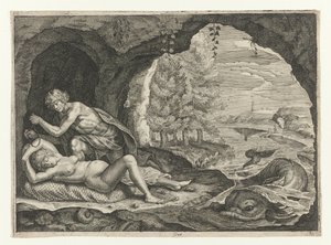 眠っているテティスに忍び寄るペレウス Ovid