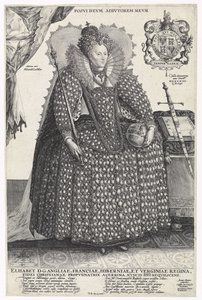 イギリスのエリザベス女王1世の肖像、1603年頃 作： Crispin  Passe