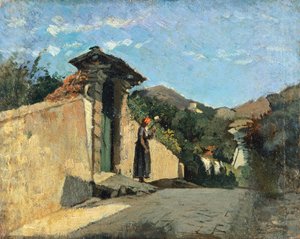 風景の習作 1861年頃 クリスティアーノ・バンティ（1824-1904）作 油彩・キャンバス・ボード