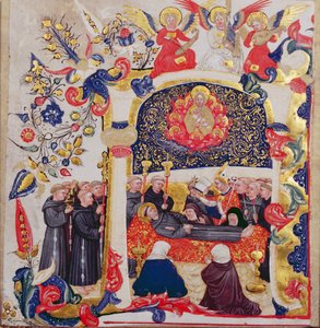 セントフランシスの葬儀を描いた最初の「A」の生息、1410年頃