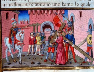 キリストの十字架を運ぶ（c.115v）。 1476年 作： Cristoforo De Predis