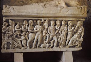 HippolytusとPhaedra、石棺の側からの詳細 作： Croatian School