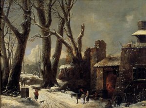 Cesar Van Loo（1743-1821）によるピエモンテの絵画の初雪 作： César van Loo