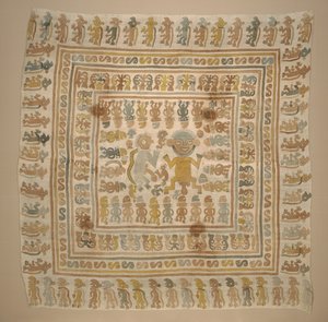 「囚人」テキスタイルのパネル、c.1300-1470（綿と染料） 作： Culture Chimu