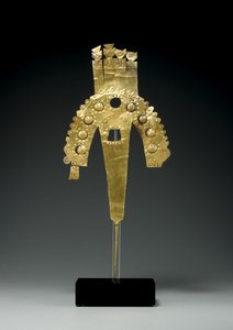 胡瓜の金製プルーム装飾品、サウスコースト、700～1000年頃（金 作： Culture Huari
