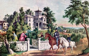 アメリカの田舎暮らし、5月の朝、1855年。 作： Currier and Ives