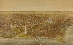 ワシントン市街（ポトマックから北を望む鳥瞰図） 作： Currier and Ives