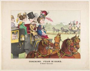 コーチング-フォーインハンド-スウェルターンアウト、1876。 作： Currier and Ives