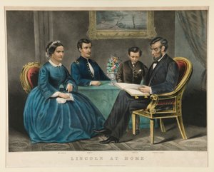 リンカーン・アット・ホーム 作： Currier and Ives