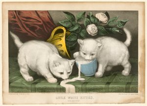 いたずら好きの白い子猫たち 作： Currier and Ives