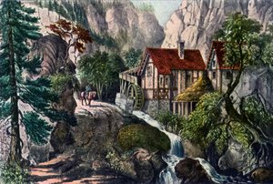 オールドスイスミル、1872年。 作： Currier and Ives