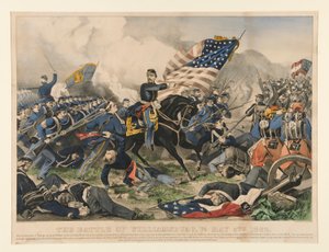 1862 年 5 月 5 日、バージニア州ウィリアムズバーグの戦い 作： Currier and Ives