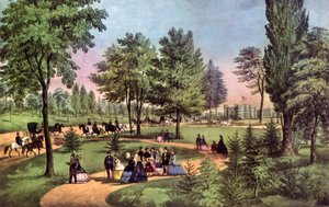 ドライブ、セントラルパーク、1862。 作： Currier and Ives
