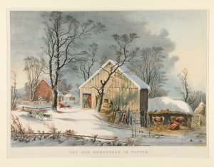 冬のオールド ホームステッド 作： Currier and Ives