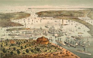 ニューヨーク港：バード 作： Currier and Ives