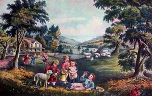 喜びの季節、子供時代、1868年。 作： Currier and Ives