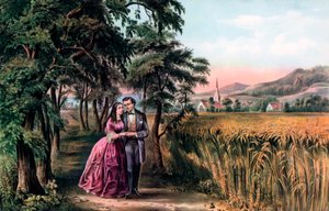 愛の季節、青春、1868年。 作： Currier and Ives
