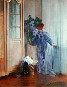 窓辺の画家の妻」（油彩・キャンバス）