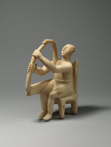 大理石製の座ったハープ奏者、紀元前2800～2700年（大理石 作： Cycladic Cycladic