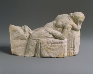 ヘレニズム時代の出産シーンの彫像、紀元前310～30年頃（石灰岩 作： Cypriot Cypriot