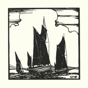 漁船とはしけテムズ・ハッチ・ボート（木版画）