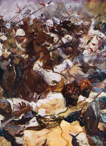 カンダハールでのランサーズの攻撃（カラーリトグラフ 作： Cyrus Cuneo