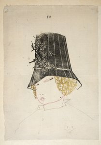帽子のデザイン、プレート4、 &39;Wiener Werkstatte Mode 191415&39;のイラスト、パブ。エドゥアルドコスマック、ウィーン、1914年〜1915年（手描きのリノカット）
