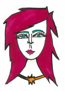ダーク・ピンク・ヘア, 2024 （紙にペンと絵の具） 作： デイジー・ド・ヴィルヌーヴ