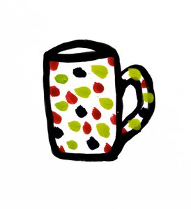 マグカップ、2017年（紙に墨と絵の具）